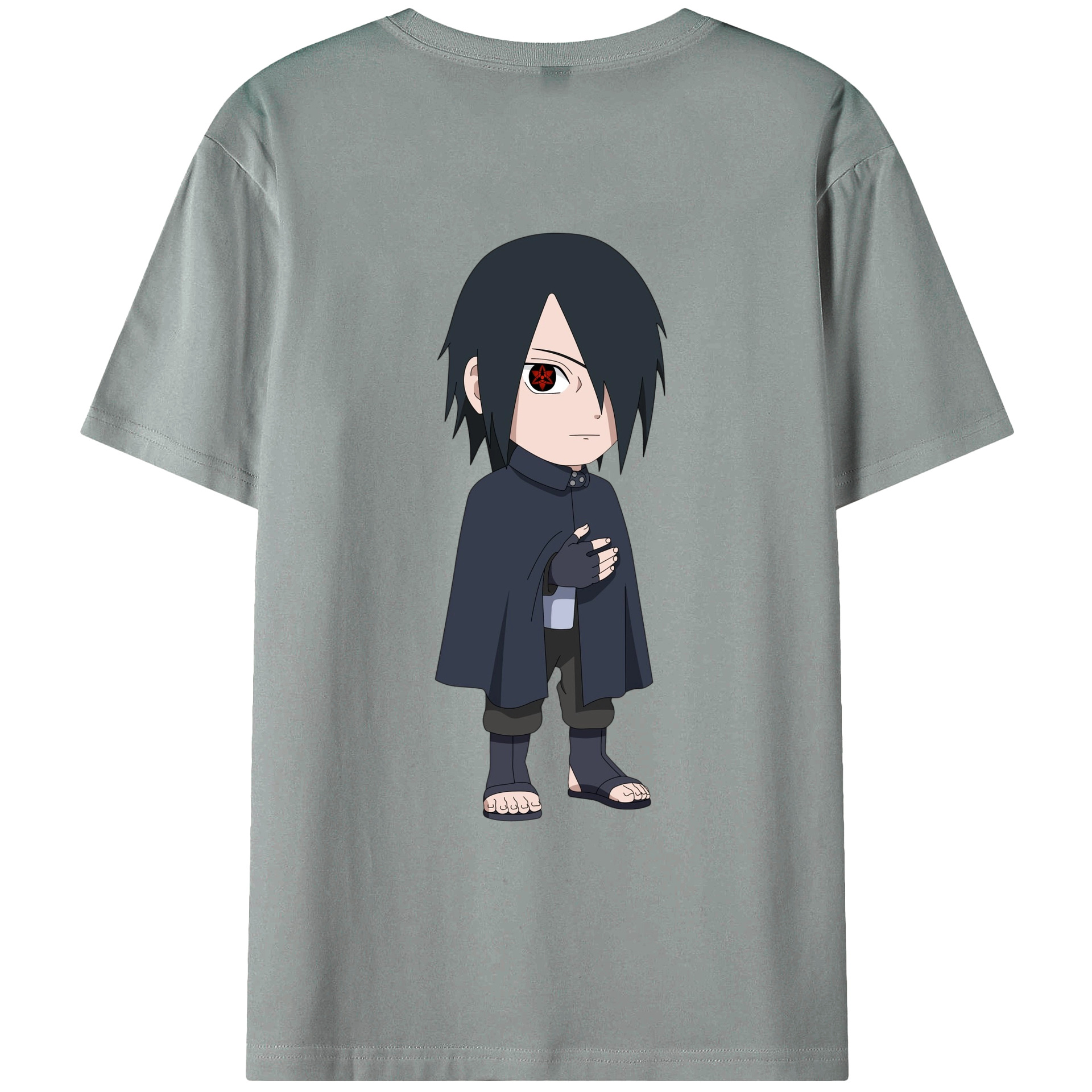（画像用） NARUTO -ナルト- うちは サスケ Uchiha Sasuke 綿100％ メンズ半袖Tシャツ（バックプリント） 通気性